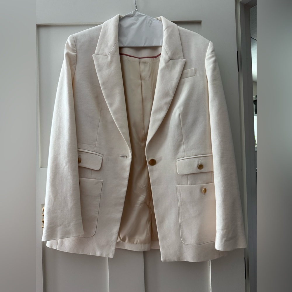 J Crew Vivienne Blazer in stretch linen ivory size 4